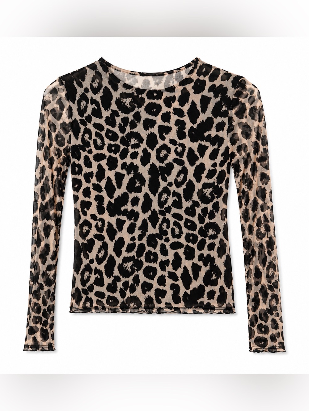 See You Monday Leopard Print Sheer Mesh Long Sleeve Top - Picture 3 of 3